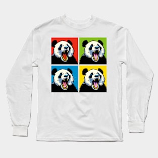 Pop Screaming Panda - Funny Panda Art Long Sleeve T-Shirt